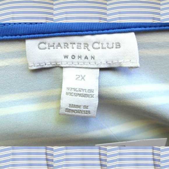 NWT Charter Club Striped Blue White Top Size 2X - Picture 7 of 9
